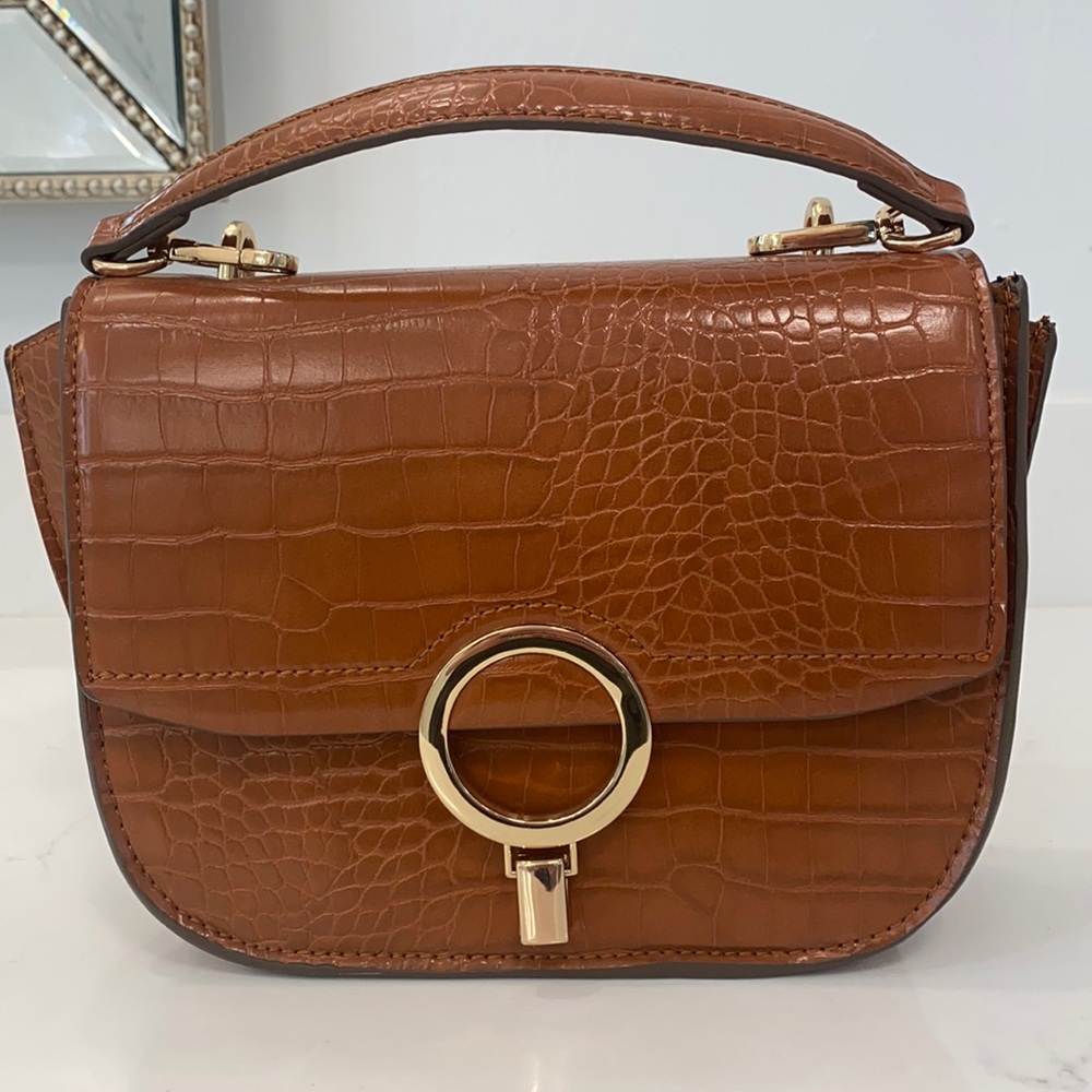 MANGO Crock Embossed Hand Bag. NEW !